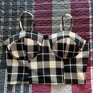 no boundaries size small (3/5) Haulter Top Black And White Plaid